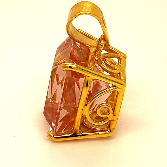 Morganite 20.70ct Solid 18K Yellow Gold Pendant - Picture 6 of 7